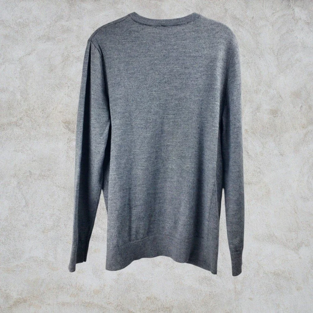 Express Mens‎ Merino Wool Blend V-Neck Sweater Heather Grey Large Regular Fit